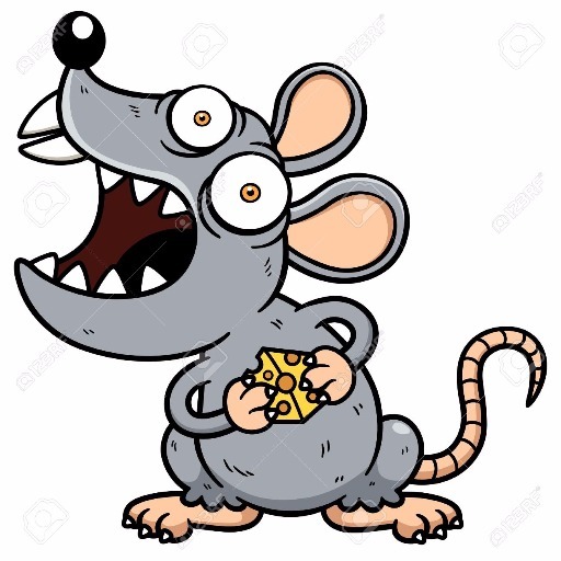 Deranged rat holding a piece of cheese