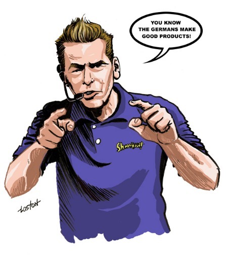 Drawing of Vince Offer wearing a Shamwow shirt