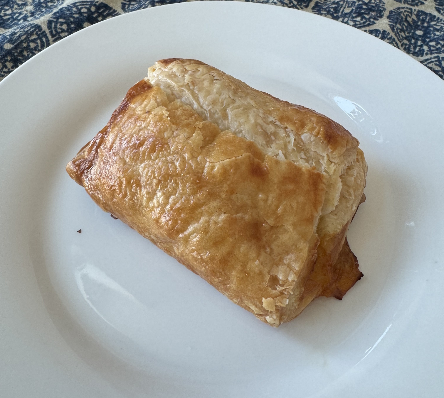 Golden-brown pastry folded over onto itself.